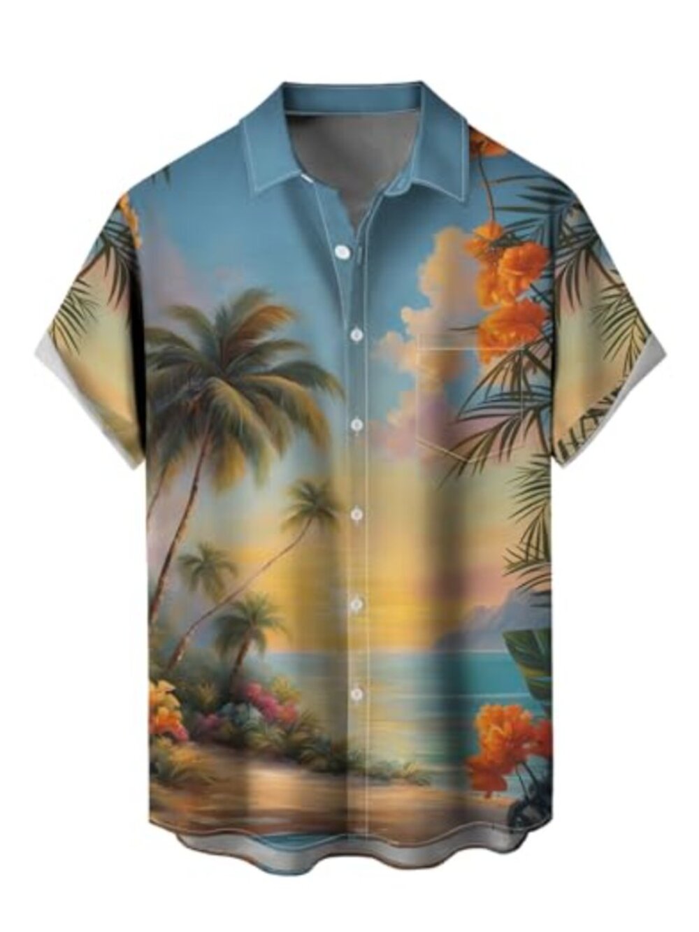 Men's Tropical Hawaiian Button Down Shirt Short Sleeve Summer Beach